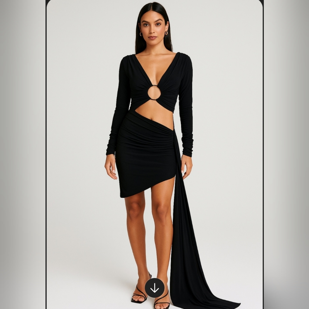 Michael Costello Revolve Black Long Sleeve Cut Out Cocktail Dress NWOT Small